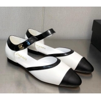 Sumptuous Chanel Lambskin Flat Shoes White 0704102