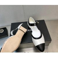 Sumptuous Chanel Lambskin Flat Shoes White 0704102