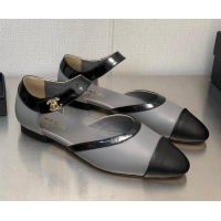 Classic Chanel Lambskin Flat Shoes Gray 0704103