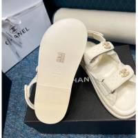 Sophisticated Chanel Knitwear Strap Flat Sandals G35927 White