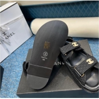 Top Grade Chanel Knitwear Strap Flat Sandals G35927 Black 0706137