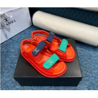 Grade Quality Chanel Knitwear Strap Flat Sandals G35927 Red 0706140