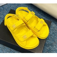 Classic Hot Chanel Knitwear Strap Flat Sandals G35927 Bright Yellow 706142