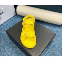 Classic Hot Chanel Knitwear Strap Flat Sandals G35927 Bright Yellow 706142