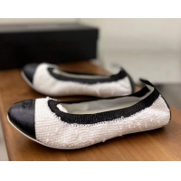 Cheap Price Chanel Tweed Ballerinas White/Black 071819