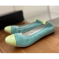 Luxury Chanel Tweed Ballerinas Blue/Green 071821