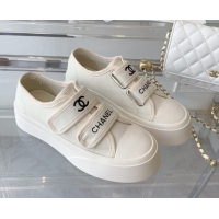 Luxury Cheap Chanel Canvas Sneakers White 071823