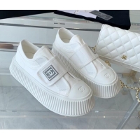 Trendy Design Chanel Canvas Platform Sneakers White 071826