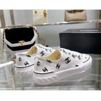 Good Quality Chanel CC Canvas Sneakers White 071829