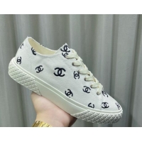 Lowest Cost Chanel CC Canvas Sneakers White 071831