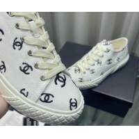 Lowest Cost Chanel CC Canvas Sneakers White 071831