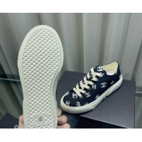 Shop Duplicate Chanel CC Canvas Sneakers Black 071832