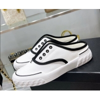 Grade Quality Chanel Open Canvas Sneaker Mules White 071833