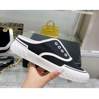 Popular Style Chanel Open Canvas Sneaker Mules Black 071834