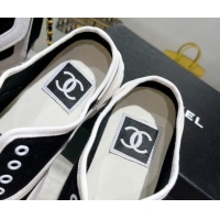 Popular Style Chanel Open Canvas Sneaker Mules Black 071834