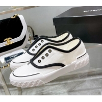 Grade Chanel Open Canvas Sneakers White 071835