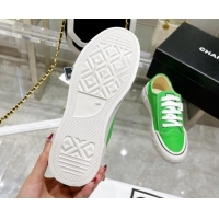 Sophisticated Chanel Canvas Sneakers Green 071839