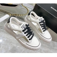 Original Cheap Chanel Cut-out Leather Sneakers White 071842