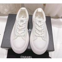 Best Grade Chanel Canvas Platform Sneakers 5cm White 071851