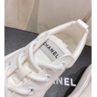 Best Grade Chanel Canvas Platform Sneakers 5cm White 071851