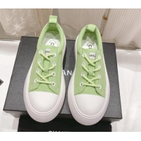 Grade Quality Chanel Canvas Platform Sneakers 5cm Green 071852