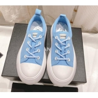 Sophisticated Chanel Canvas Platform Sneakers 5cm Blue 071853