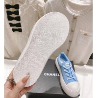 Sophisticated Chanel Canvas Platform Sneakers 5cm Blue 071853