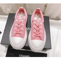 Best Product Chanel Canvas Platform Sneakers 5cm Pink 071854