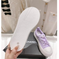 Good Looking Chanel Canvas Platform Sneakers 5cm Purple 071857