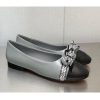 Discount Fashion Chanel Lambskin Ballerinas with Crystal Bow Gray 071869