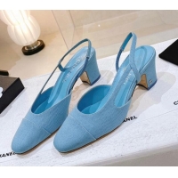 Discount Chanel Denim Slingback Pumps 6.5cm G31318 Blue 071881