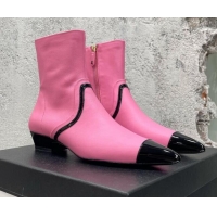 Sumptuous Chanel Calfskin Heel Ankle Boots 3cm G35833 Pink