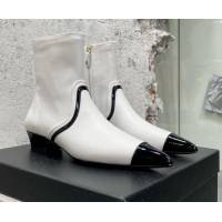 Lower Price Chanel Calfskin Heel Ankle Boots 3cm G35833 White