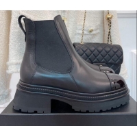 Classic Hot Chanel Calfskin Ankle Platform Boots G39208 Black