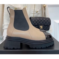 Discount Chanel Calfskin Ankle Platform Boots G39208 Beige