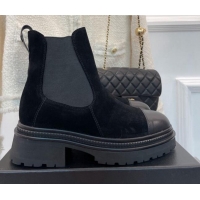 Feminine Chanel Suede Ankle Platform Boots G39208 Black