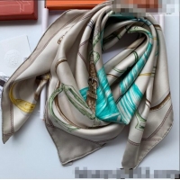 Top Grade Hermes Silk Square Scarf 90x90cm H0905 Grey 2022