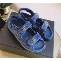 Stylish Chanel Flat Strap Sandals Blue 080892