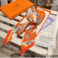 Inexpensive Hermes Silk Bandeau Scarf 5x86cm 040124 Orange 2022