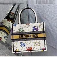 Shop Grade Dior Small Book Tote Bag in White Pixel Zodiac Embroidery M941 2022