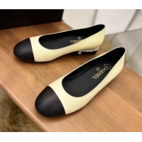 Low Cost Chanel Pearl Ballerinas Yellow 080898