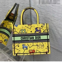 Buy Best Dior Small Book Tote Bag in Yellow Pixel Zodiac Embroidery M941 2022