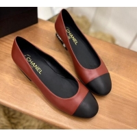 Top Grade Chanel Pearl Ballerinas Burgundy 089102