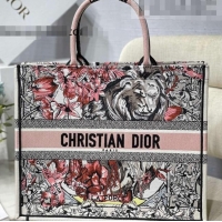 Chic Grade Dior Large Book Tote Bag in Pink Multicolor La Force Embroidery M941 2022