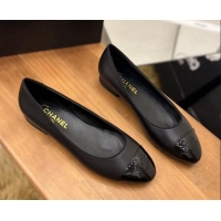 Good Quality Chanel Lambskin and Patent Leather Ballerinas Black 089103