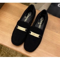 Stylish Chanel Terrycloth Loafers Black 8089107