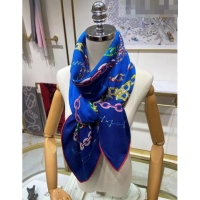 Buy Fashionable Hermes Silk & Cashmere Square Scarf 140x140cm H62408 Blue 2022