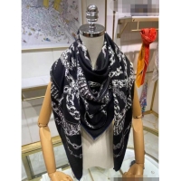 Super Quality Hermes Silk & Cashmere Square Scarf 140x140cm H62410 Black 2022