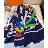 Famous Brand Hermes Silk & Cashmere Square Scarf 140x140cm H62416 Blue 2022