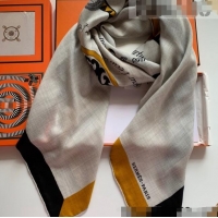 Classic Hermes Cashmere Silk Scarf Shawl 140x140cm H0726 Grey 2022